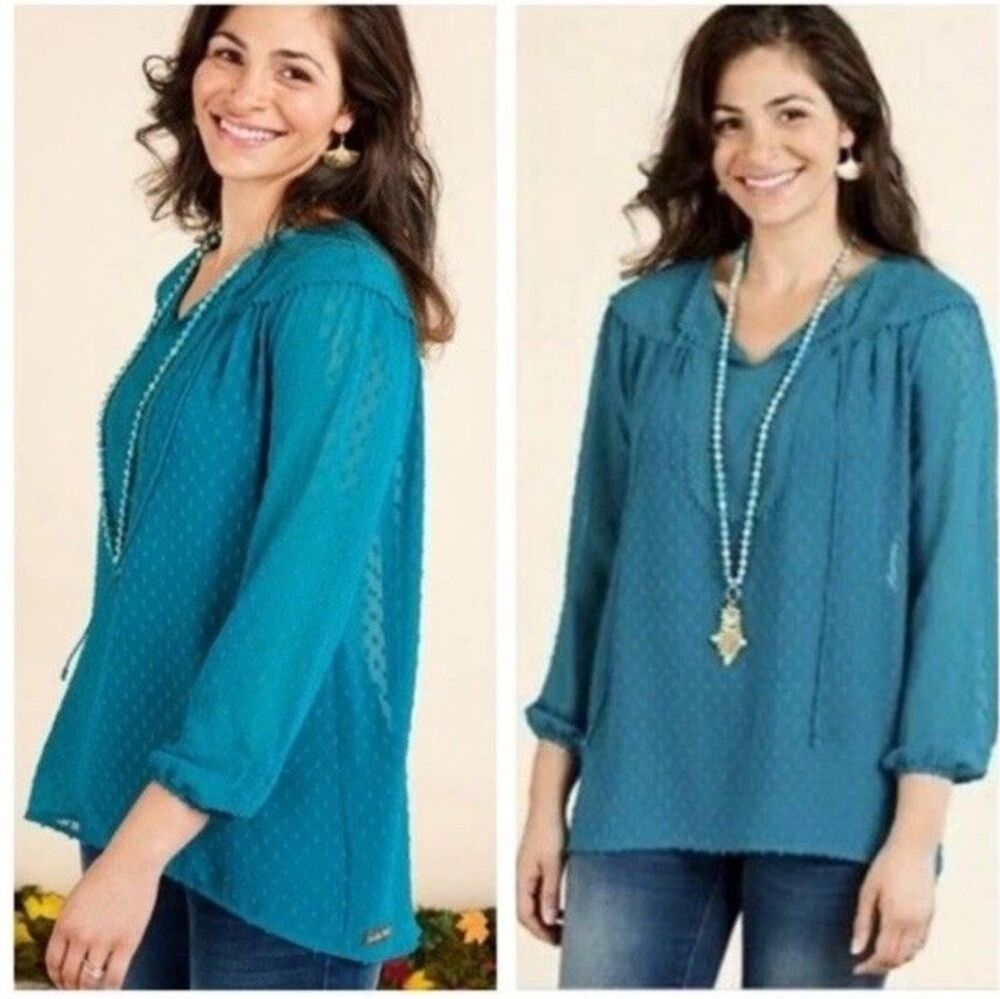 Matilda Jane Womens Small Once Upon A Time Charisma Blouse Teal